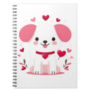 Caderno Espiral Filhote de dia de os namorados branco