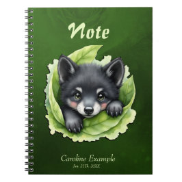 Caderno Espiral Filhote de lobo no verde