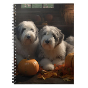 Caderno Espiral Filhote de Old English Sheepdog Autumn Delight Abó