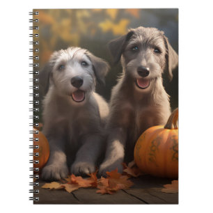 Caderno Espiral Filhote de Wolfhound Delícia de Outono Abóbora