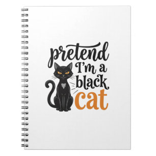 Caderno Espiral Fingir que sou um Gato Preto Desenho de Camisa de