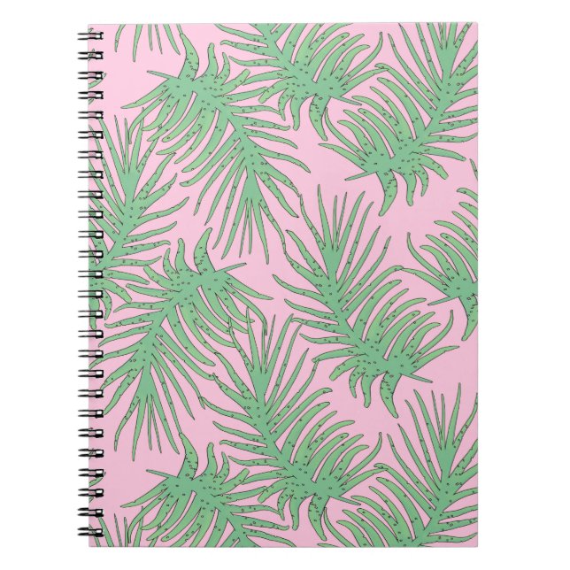 Caderno Espiral Fios de Fern em rosa. (Frente)