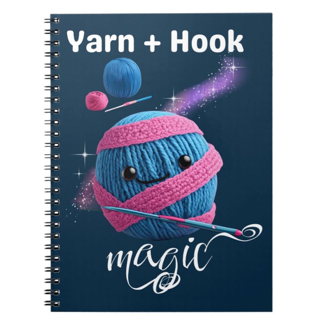Caderno Espiral Fios + Gancho = Magia (Frente)