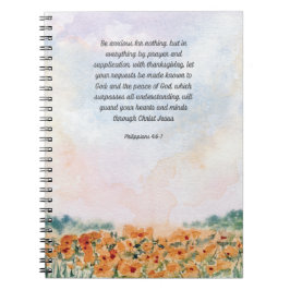 Caderno Espiral Fique ansioso por nada Bíblia Verso Diário Diário