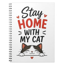 Caderno Espiral Fique em Casa Com Meu Gato Acolhedor Introvertido 