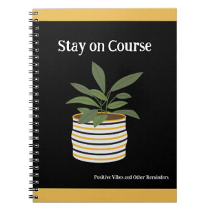 Caderno Espiral Fique no curso Dourado preto e outros lembretes