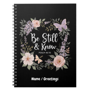 Caderno Espiral Fique quieto e saiba amar a Design cristã de fé