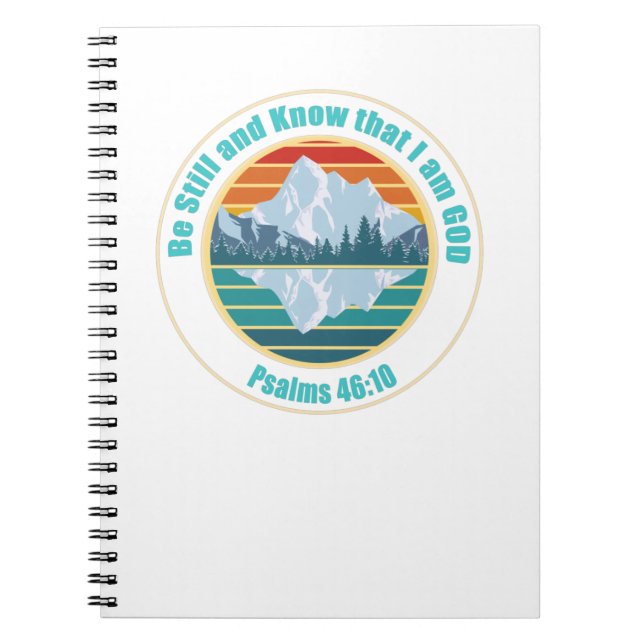 Caderno Espiral Fique quieto e saiba que eu sou Deus Bíblia Verse  (Frente)