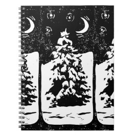 Caderno Espiral Fir Tree in Snowy Landscape Notebook Lino Impressã
