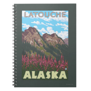 Caderno Espiral Fireweed & montanhas - Latouche, Alaska