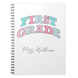 Caderno Espiral First Grade Teacher Personalized Spiral