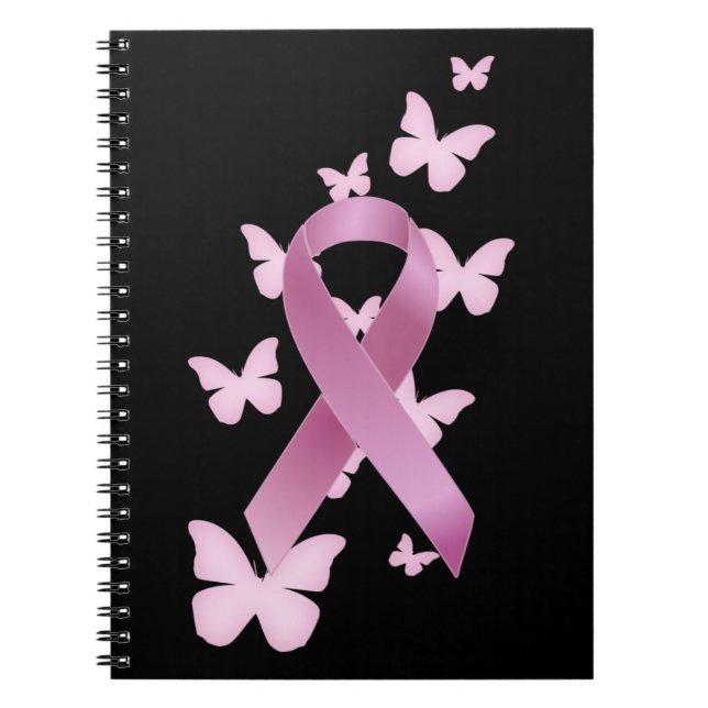 Caderno Espiral Fita cor-de-rosa da consciência (Frente)