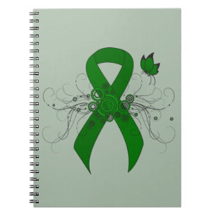 Caderno Espiral Fita de Consciência Verde com Borboleta