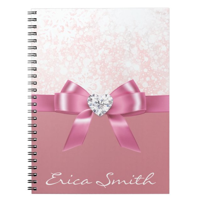 Caderno Espiral Fita De Neve E Diamante, De Leve Rosa (Frente)