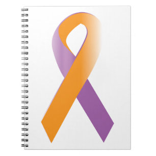 Caderno Espiral Fita de Sensibilização Púrpura e Laranja