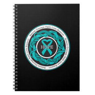 Caderno Espiral Fita entrelaçada esperança do câncer de ovário