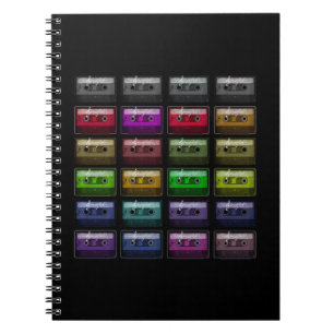 CADERNO ESPIRAL FITAS CASSETE AMANTE DE MÚSICA RETRÔ