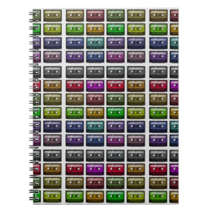 CADERNO ESPIRAL FITAS DE CASSETE RETRO AMOR DE MÚSICA