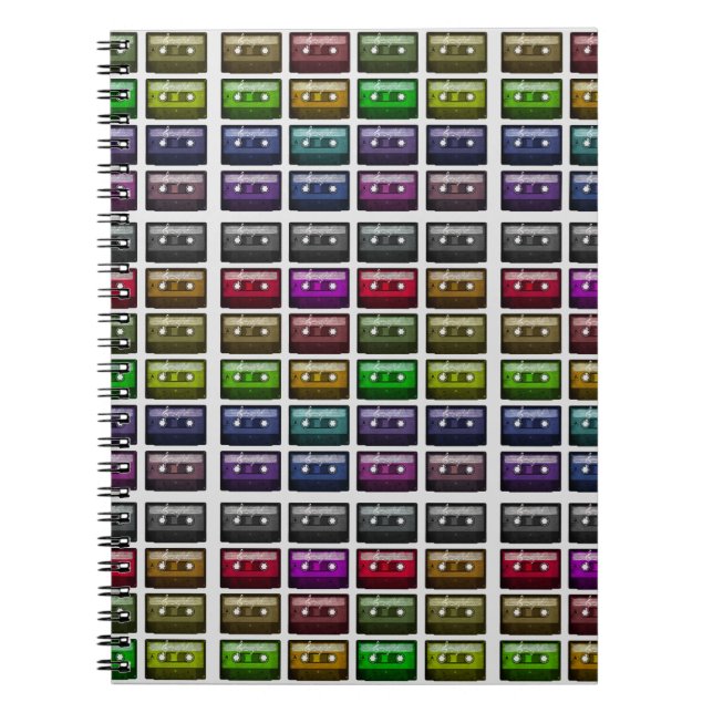 CADERNO ESPIRAL FITAS DE CASSETE RETRO AMOR DE MÚSICA (Frente)