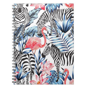 Caderno Espiral Fláir Tropical: Paraíso Flamingo Zebra