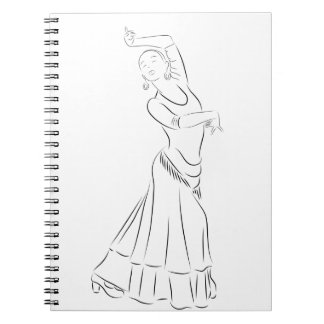Caderno Espiral Flamenco Dancer Line Art