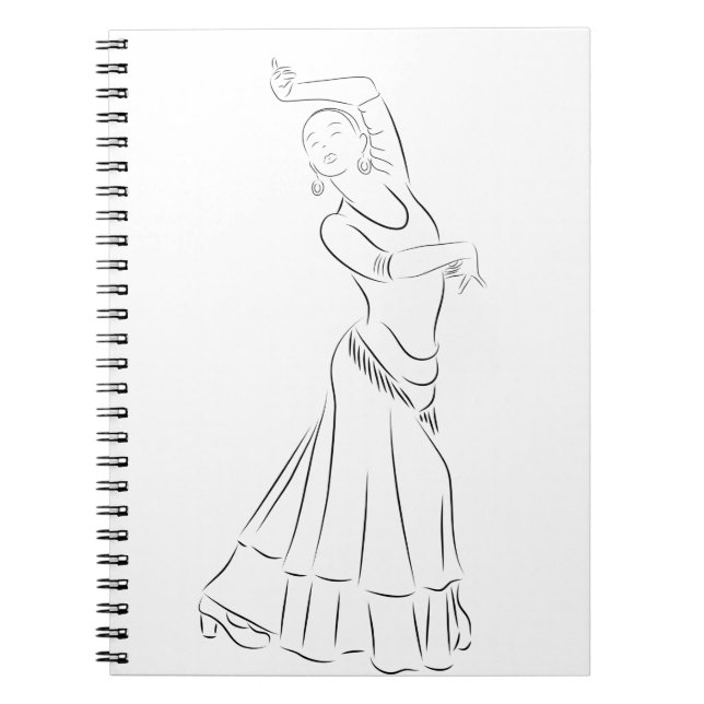 Caderno Espiral Flamenco Dancer Line Art (Frente)