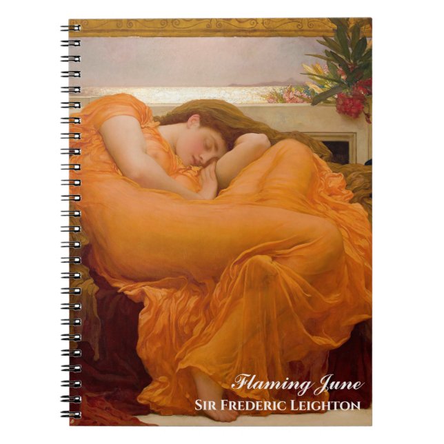 Caderno Espiral Flaming June por Frederic Leighton Orange (Frente)
