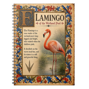 Caderno Espiral Flamingo, Arte de Bestiário Medieval