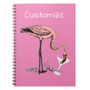 Caderno Espiral Flamingo Bebendo Martini Thunder_Cove
