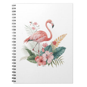 Caderno Espiral Flamingo Com Flores