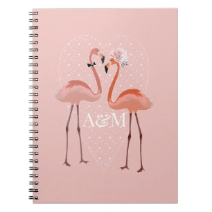 Caderno Espiral Flamingo, cor-de-rosa, coração, na moda, amor, d