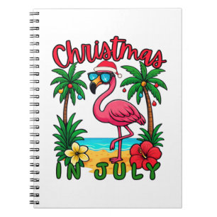 Caderno Espiral Flamingo de Natal em Julho