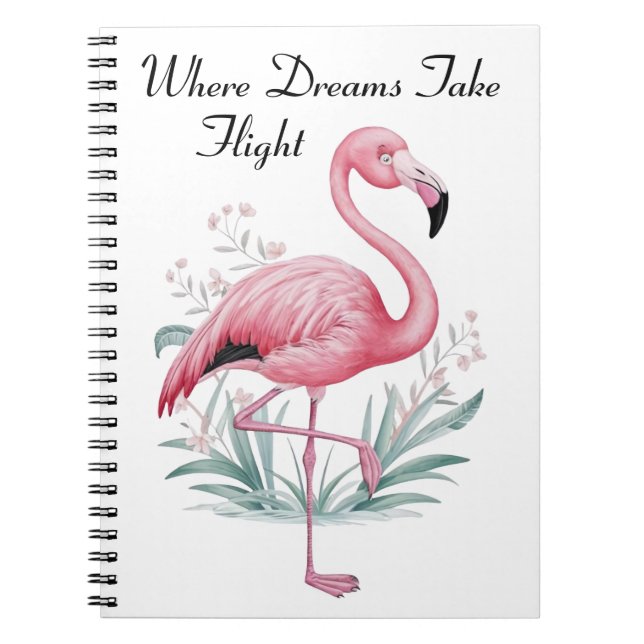 Caderno Espiral Flamingo e Flores (Frente)