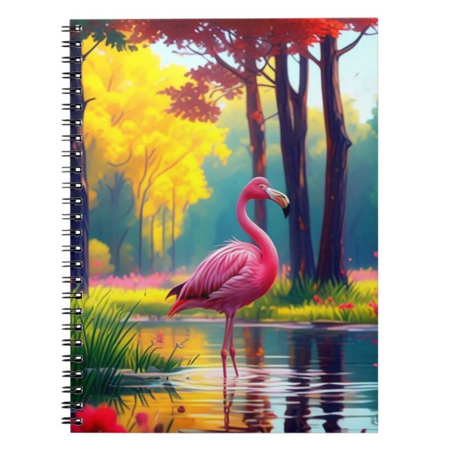 Caderno Espiral Flamingo em Pé no Lago-36547 (Frente)