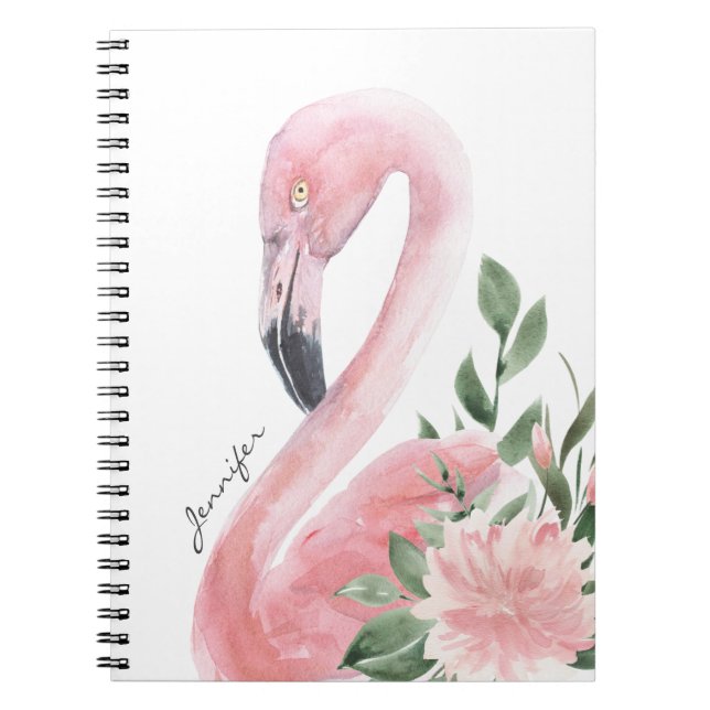 Caderno Espiral Flamingo Flamingo Watercolor, rosa, tropical com s (Frente)