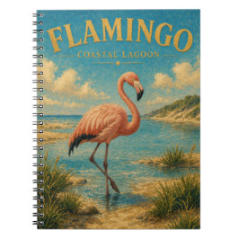 Caderno Espiral Flamingo Lagoa Costeira Watercolor GeoSaga