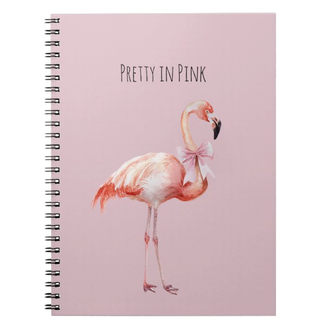 Caderno Espiral Flamingo Lindo de Laço Rosa (Frente)
