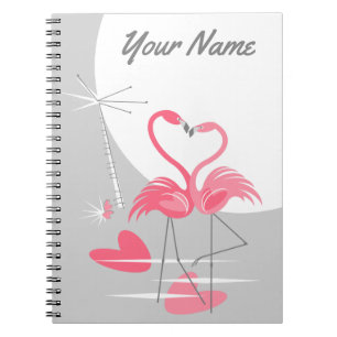 Caderno Espiral Flamingo Love Large Moon Name notebook