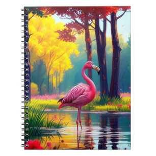 Caderno Espiral Flamingo no lago