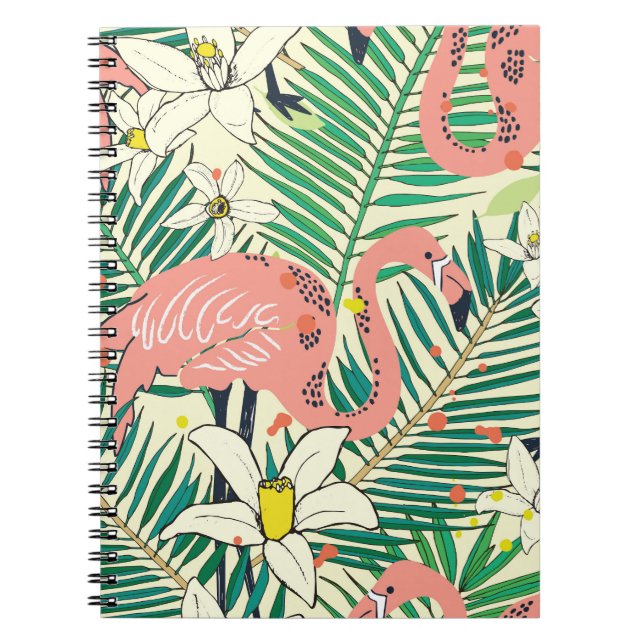 Caderno Espiral Flamingo Palm Folga: Vintagem Tropical (Frente)