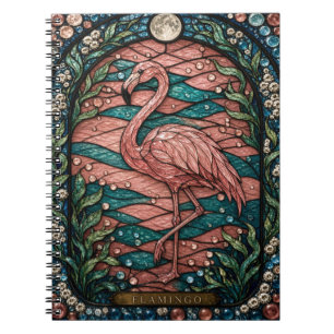 Caderno Espiral Flamingo Pink Lagoon Illumina Vidro Manchado
