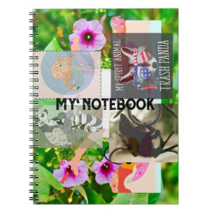 Caderno Espiral Flamingo, Raccoon Spirit Animal, Ringtail, Floral