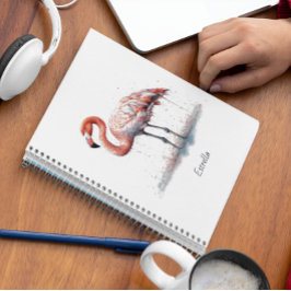 Caderno Espiral Flamingo Radiance: Aquarela Tropical