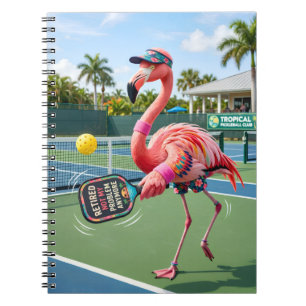 Caderno Espiral Flamingo Rosa Aposentado no Clube de Pickleball Tr