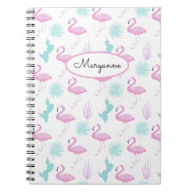 Flamingo Rosa Cacto Azul Personalizar Nome