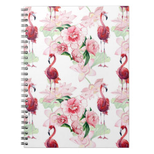 Caderno Espiral Flamingo Rosa: Elegância do padrão sem costura