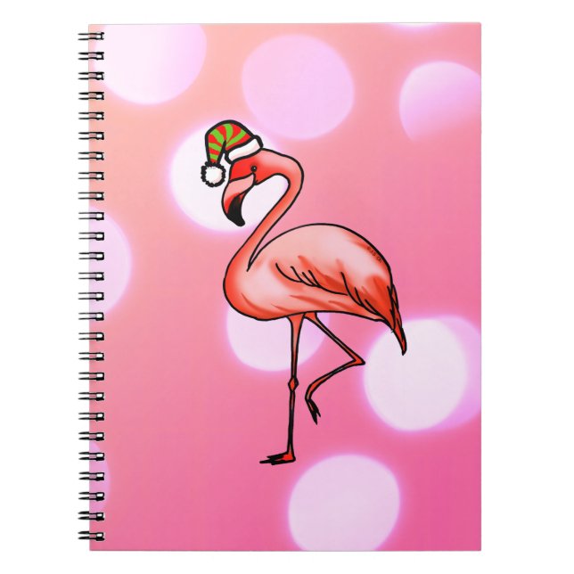 Caderno Espiral Flamingo Rosa Natal Tropical Feriado (Frente)