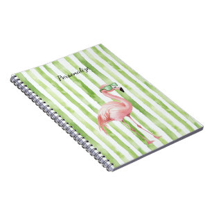 Caderno Espiral Flamingo Rosa Verde