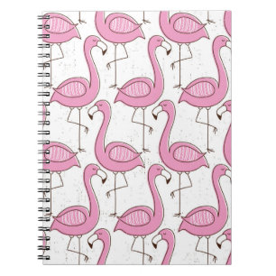 Caderno Espiral Flamingo sem costura, vintage exotic design