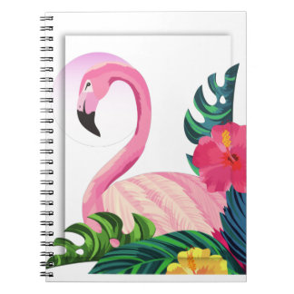 Caderno Espiral flamingo tropical estético